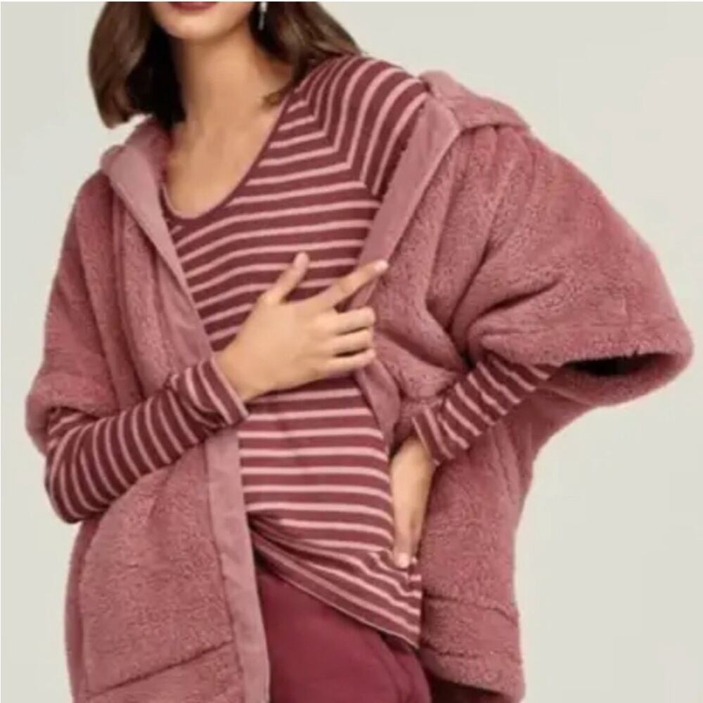 Cabi maroon pink striped scoop neck jersey knit top size Medium #4198